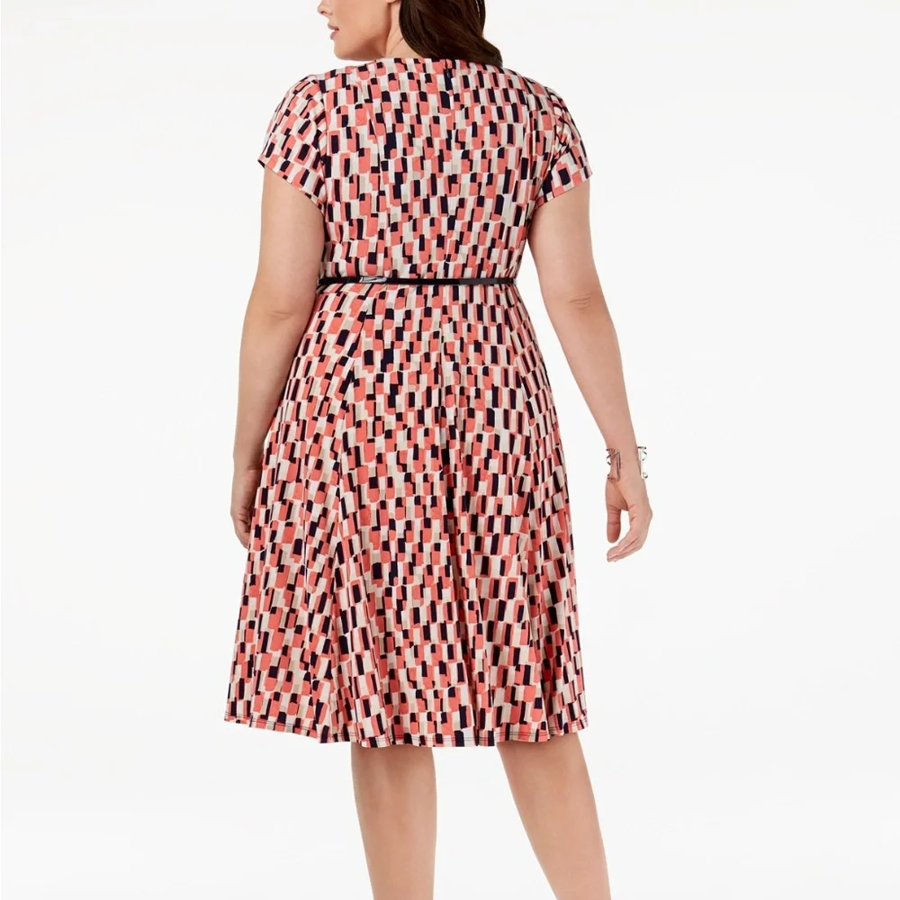 Jessica Howard Pink and Black Geometric Midi Dress - Picture 2 of 3
